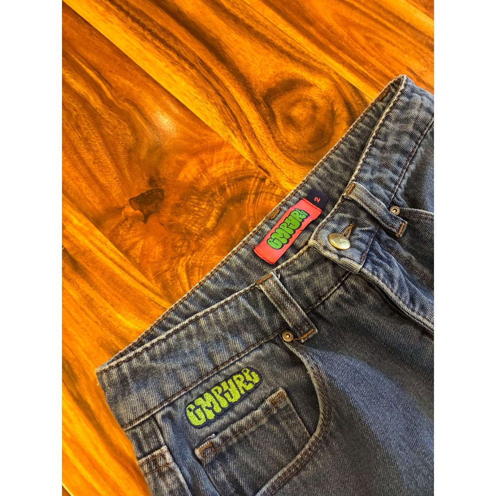 Empyre Tori Cargo Jeans Medium Wash Y2K Vintage Skate Wide Leg Denim‎ Pants Sz 2 - Picture 2 of 11